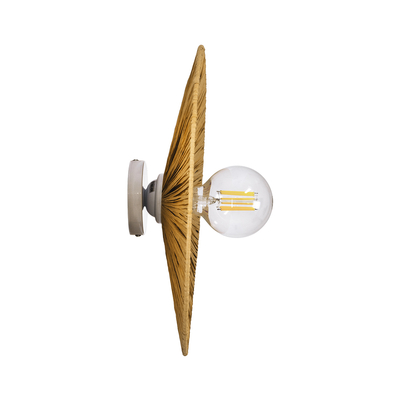 GloboStar® COLOMBO 02284 Boho Επιτοίχιο Φωτιστικό Απλίκα Μονόφωτο 1 x E27 IP20 Μπεζ Ράφια - Μ40 x Π40 x Υ9cm