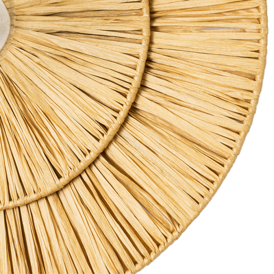 GloboStar® COLOMBO 02284 Boho Επιτοίχιο Φωτιστικό Απλίκα Μονόφωτο 1 x E27 IP20 Μπεζ Ράφια - Μ40 x Π40 x Υ9cm