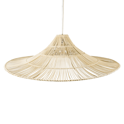 GloboStar® PALERMO 02311 Boho Κρεμαστό Φωτιστικό Πλέγμα Μονόφωτο 1 x E27 IP20 Μπεζ Ξύλο - Μ160 x Π160 x Υ45cm