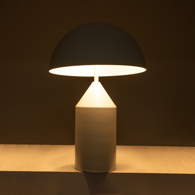 GloboStar® URANUS-M 61454 Μοντέρνο Επιτραπέζιο Φωτιστικό Πορτατίφ Δίφωτο 2 x E27 AC220-240V IP20 - Φ35 x Υ54cm - Λευκό Μεταλλικό Καμπάνα με Διακόπτη On/Off - 5 Years Warranty