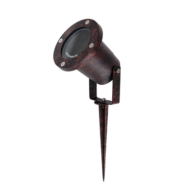 GloboStar® GARDELINI 61484 Καρφωτό Κινούμενο Φωτιστικό Σποτ Κήπου με Ντουί 1 x GU10 VDE Certified AC 220-240V Αδιάβροχο IP65 - Σώμα Αλουμινίου & Υψηλής Αντοχής Tempered Glass & Μ40cm VDE Καλώδιο Σύνδεσης - Φ10 x Υ30cm - Καφέ Εφέ Σκουριάς - 5 Χρόνια Εγγύηση