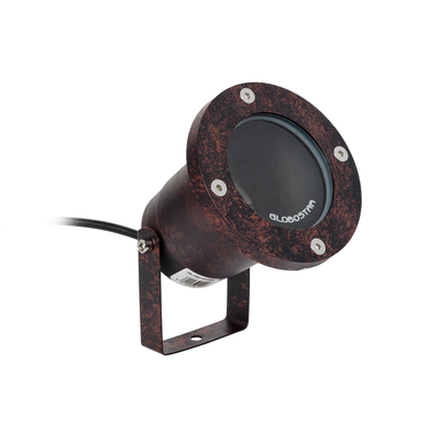 GloboStar® GARDELINI 61484 Καρφωτό Κινούμενο Φωτιστικό Σποτ Κήπου με Ντουί 1 x GU10 VDE Certified AC 220-240V Αδιάβροχο IP65 - Σώμα Αλουμινίου & Υψηλής Αντοχής Tempered Glass & Μ40cm VDE Καλώδιο Σύνδεσης - Φ10 x Υ30cm - Καφέ Εφέ Σκουριάς - 5 Χρόνια Εγγύηση