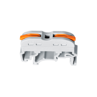 GloboStar® FAST-CONNECT 69904 Μονή Κλέμα Ράγας Ταχείας Σύνδεσης & Διακλάδωσης Καλωδίων για Ηλεκτρολογικούς Πίνακες - 1 x Είσοδος & 1 x Έξοδος με Συμβατή Διατομή Καλωδίων 0.2mm² έως 4mm² - 600V 32A Max - Μ4.5 x Π1 x Υ3.2cm - Γκρι & Πορτοκαλί - Πακέτο 10 Τεμαχίων - 5 Years Warranty