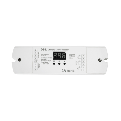 GloboStar® 71447 D3-L SKYDANCE DC DMX & RDM Dimmer High Speed Controller / Decoder 3 Καναλιών DC 12-24V 3 x 6A 144W - Max 18.5A 432W - IP20 Μ17 x Π5 x Υ2.5cm - 5 Years Warranty