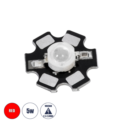 GloboStar® 73748 High Power Star LED - Υψηλής Ισχύος Star LED 5W DC 3.2V Κόκκινο Φ2 x Υ0.6cm - 2 Χρόνια Εγγύηση