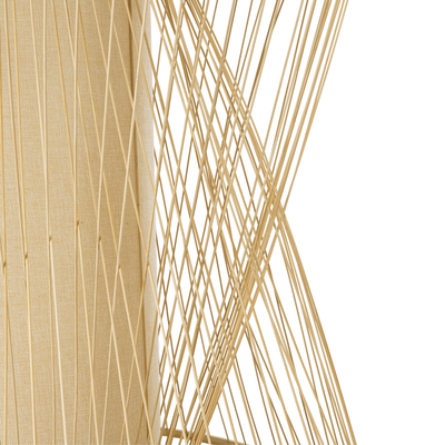 GloboStar® HIBISCUS 01926 Boho Κρεμαστό Φωτιστικό Πλέγμα Μονόφωτο 1 x E27 IP20 Μπεζ Ξύλο - Μ100 x Π100 x Υ90cm