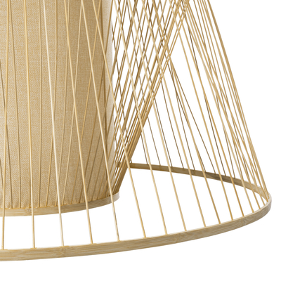 GloboStar® HIBISCUS 01926 Boho Κρεμαστό Φωτιστικό Πλέγμα Μονόφωτο 1 x E27 IP20 Μπεζ Ξύλο - Μ100 x Π100 x Υ90cm