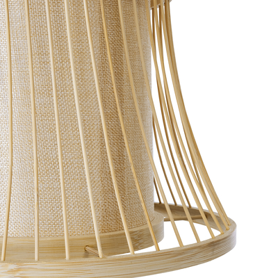 GloboStar® HIBISCUS 01932 Boho Κρεμαστό Φωτιστικό Πλέγμα Μονόφωτο 1 x E27 IP20 Μπεζ Ξύλο - Μ30 x Π30 x Υ40cm