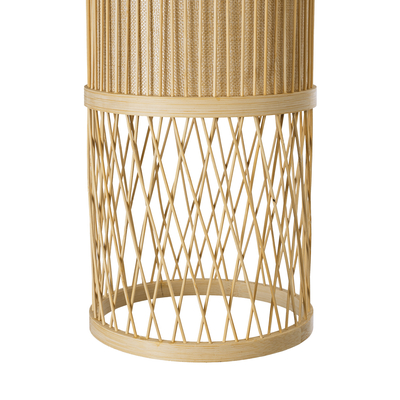 GloboStar® HIBISCUS 01933 Boho Κρεμαστό Φωτιστικό Πλέγμα Μονόφωτο 1 x E27 IP20 Μπεζ Ξύλο - Μ20 x Π20 x Υ70cm