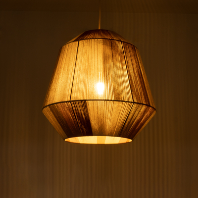 GloboStar® SALERNO 02187 Boho Κρεμαστό Φωτιστικό Πλέγμα Μονόφωτο 1 x E27 IP20 Πολύχρωμο Σχοινί - Μ50 x Π50 x Υ50cm