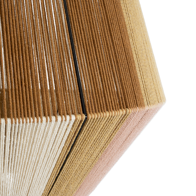 GloboStar® SALERNO 02187 Boho Κρεμαστό Φωτιστικό Πλέγμα Μονόφωτο 1 x E27 IP20 Πολύχρωμο Σχοινί - Μ50 x Π50 x Υ50cm