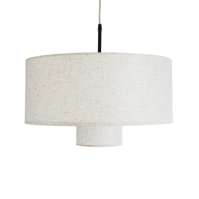 GloboStar® MARIGOLD 02226 Boho Κρεμαστό Φωτιστικό Καπέλο Μονόφωτο 1 x E27 IP20 Λευκό Ύφασμα - Μ48 x Π48 x Υ27cm