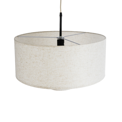 GloboStar® MARIGOLD 02226 Boho Κρεμαστό Φωτιστικό Καπέλο Μονόφωτο 1 x E27 IP20 Λευκό Ύφασμα - Μ48 x Π48 x Υ27cm