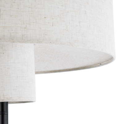 GloboStar® MARIGOLD 02228 Μοντέρνο Επιδαπέδιο Φωτιστικό Τρίφωτο 3 x E27 IP20 Μαύρο Αλουμίνιο με Λευκό Ύφασμα - Μ46 x Π46 x Υ160cm