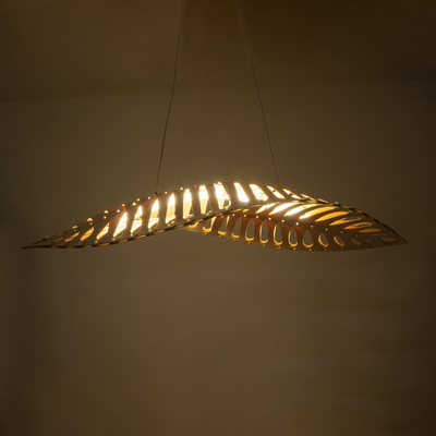 GloboStar® NANI 02285 Μοντέρνο Κρεμαστό Φωτιστικό Πλέγμα LED 36W 2880lm 120° AC 220-240V IP20 Φυσικό Λευκό 4500K Μπεζ Ξύλο - Μ48 x Π48 x Υ18cm - 2 Xρόνια Εγγύηση