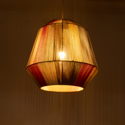 GloboStar® SALERNO 02289 Boho Κρεμαστό Φωτιστικό Πλέγμα Μονόφωτο 1 x E27 IP20 Πολύχρωμο Σχοινί - Μ50 x Π50 x Υ50cm