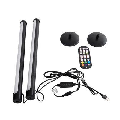 GloboStar® DIGICOLUMN 90760 Σετ 2 Μοντέρνα Επιτραπέζια Φωτιστικά Γραφείου Digital Pixel Symphony Bars LED 16W 1280lm 180° DC 5V με USB 2.0 IP20 - Εναλλαγή Φωτισμού μέσω Τηλεχειριστηρίου - Πολύχρωμα RGB - Dimmable - Μαύρο - Φ3 x Υ45cm - Συσκευασία 2 Τεμαχίων - 2 Χρόνια Εγγύηση