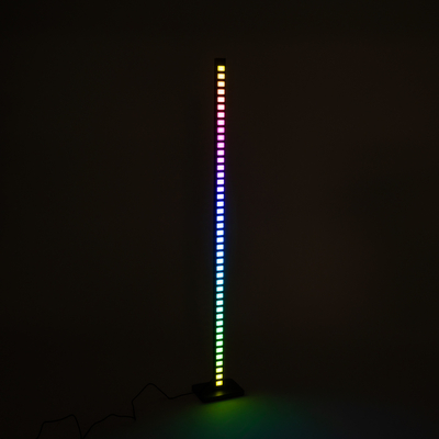 GloboStar® DIGICOLUMN 90762 Μοντέρνο Επιδαπέδιο Φωτιστικό Γραφείου Digital Pixel Rhythm Music Bar LED 12W 960lm 90° DC 5V με USB 2.0 IP20 - Εναλλαγή Φωτισμού μέσω Τηλεχειριστηρίου - Πολύχρωμο RGB - Dimmable - Μαύρο - Μ3.4 x Π2.5 x Υ122cm - 2 Χρόνια Εγγύηση