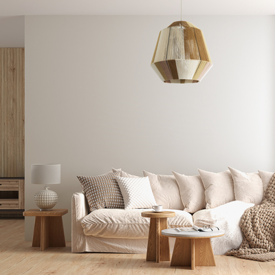 GloboStar® SALERNO 02187 Boho Κρεμαστό Φωτιστικό Πλέγμα Μονόφωτο 1 x E27 IP20 Πολύχρωμο Σχοινί - Μ50 x Π50 x Υ50cm