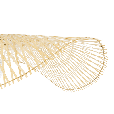 GloboStar® MELEMELE 01842 Boho Κρεμαστό Φωτιστικό Πλέγμα Μονόφωτο 1 x E27 IP20 Μπεζ Ξύλο - Μ100 x Π100 x Υ12cm