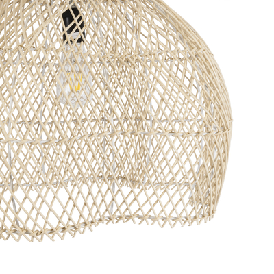 GloboStar® ADEJE 02210 Boho Κρεμαστό Φωτιστικό Πλέγμα Μονόφωτο 1 x E27 IP20 Μπεζ Ξύλο - Μ60 x Π60 x Υ60cm