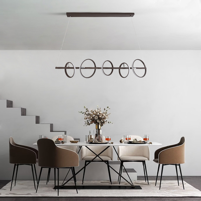 GloboStar® CIRCOLARE 61321 Κρεμαστό Φωτιστικό Οροφής Design LED CCT 75W 8400lm 360° AC 220-240V - Εναλλαγή Φωτισμού μέσω Τηλεχειριστηρίου All In One Ψυχρό 6000k+Φυσικό 4500k+Θερμό 2700k Dimmable Μ120 x Π25 x Υ25cm - Καφέ - 3 Χρόνια Εγγύηση