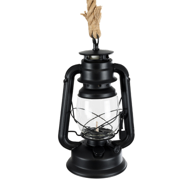 GloboStar® BARBAROSSA 01704 Vintage Κρεμαστό Φωτιστικό Ανάρτηση Μονόφωτο 1 x E27 IP20 Μαύρο Μέταλλο, Διάφανο Γυαλί με Μπεζ Σχοινί - Μ18 x Π18 x Υ28cm