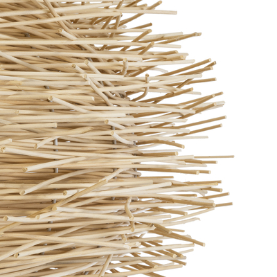 GloboStar® MINORCA 01786 Boho Κρεμαστό Φωτιστικό Πλέγμα Μονόφωτο 1 x E27 IP20 Μπεζ Ξύλο - Μ100 x Π100 x Υ45cm