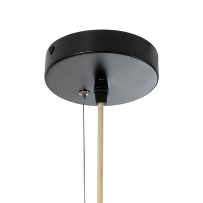 GloboStar® MINORCA 01786 Boho Κρεμαστό Φωτιστικό Πλέγμα Μονόφωτο 1 x E27 IP20 Μπεζ Ξύλο - Μ100 x Π100 x Υ45cm