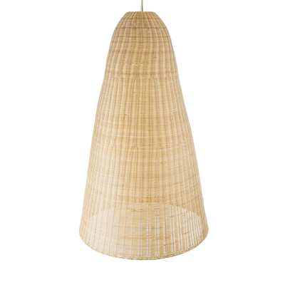 GloboStar® MAHANA 01827 Boho Κρεμαστό Φωτιστικό Πλέγμα Μονόφωτο 1 x E27 IP20 Μπεζ Ξύλο - Μ80 x Π80 x Υ130cm