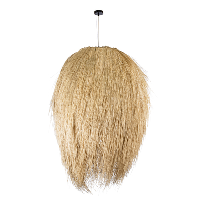 GloboStar® ARCHIPELAGO 01914 Boho Κρεμαστό Φωτιστικό Πλέγμα Μονόφωτο 1 x E27 IP20 Μπεζ Ξύλο - Μ120 x Π120 x Υ140cm