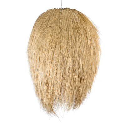 GloboStar® ARCHIPELAGO 01914 Boho Κρεμαστό Φωτιστικό Πλέγμα Μονόφωτο 1 x E27 IP20 Μπεζ Ξύλο - Μ120 x Π120 x Υ140cm