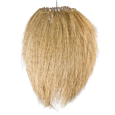 GloboStar® ARCHIPELAGO 01914 Boho Κρεμαστό Φωτιστικό Πλέγμα Μονόφωτο 1 x E27 IP20 Μπεζ Ξύλο - Μ120 x Π120 x Υ140cm