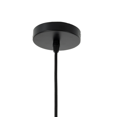 GloboStar® YOSHI 01929 Boho Κρεμαστό Φωτιστικό Πλέγμα Μονόφωτο 1 x E27 IP20 Μαύρο Ξύλο - Μ35 x Π35 x Υ60cm