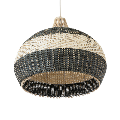 GloboStar® BARBADOS 01947 Boho Κρεμαστό Φωτιστικό Καμπάνα Μονόφωτο 1 x E27 IP20 Μπεζ & Χακί Ξύλο - Μ60 x Π60 x Υ60cm