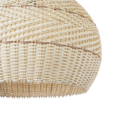 GloboStar® SANTACRUZ 01951 Boho Κρεμαστό Φωτιστικό Καμπάνα Μονόφωτο 1 x E27 IP20 Μπεζ & Καφέ Ξύλο - Μ60 x Π60 x Υ60cm