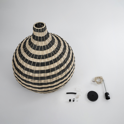 GloboStar® JAMAICA 01955 Boho Κρεμαστό Φωτιστικό Καμπάνα Μονόφωτο 1 x E27 IP20 Μπεζ & Χακί Ξύλο - Μ60 x Π60 x Υ60cm