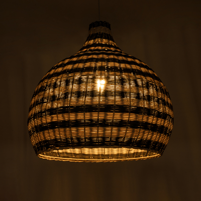 GloboStar® JAMAICA 01955 Boho Κρεμαστό Φωτιστικό Καμπάνα Μονόφωτο 1 x E27 IP20 Μπεζ & Χακί Ξύλο - Μ60 x Π60 x Υ60cm