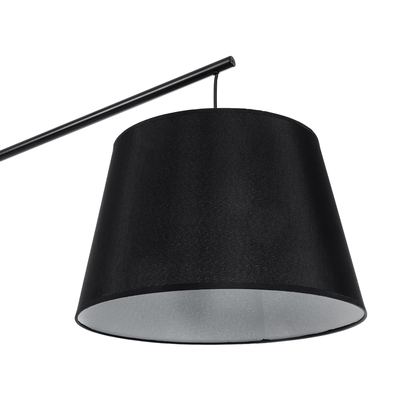 GloboStar® KELSIE 02029 Μοντέρνο Επιδαπέδιο Φωτιστικό Μονόφωτο 1 x E27 IP20 Μαύρο Μέταλλο, Μαύρο Ύφασμα με Μπεζ Ξύλο - Μ40 x Π125 x Υ140cm