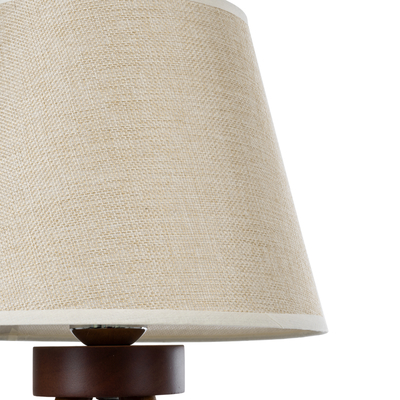 GloboStar® BIOKO 02031 Μοντέρνο Επιτραπέζιο Φωτιστικό Μονόφωτο 1 x E27 AC220-240V IP20 - Φ25 x Υ40cm - Καφέ Ξύλινο Σώμα με Μπεζ Πλεκτό Καπέλο - 5 Χρόνια Εγγύηση