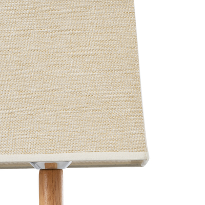 GloboStar® KOLIPE 02038 Μοντέρνο Επιτραπέζιο Φωτιστικό Μονόφωτο 1 x E27 AC220-240V IP20 - Μ20 x Π20 x Υ38cm - Μπεζ Ξύλινη Βάση με Μπεζ Πλεκτό Καπέλο