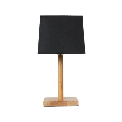 GloboStar® KOLIPE 02039 Μοντέρνο Επιτραπέζιο Φωτιστικό Μονόφωτο 1 x E27 AC220-240V IP20 - Μ20 x Π20 x Υ38cm - Μπεζ Ξύλινη Βάση με Μαύρο Πλεκτό Καπέλο