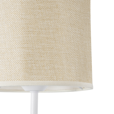 GloboStar® MANU 02044 Μοντέρνο Επιτοίχιο Φωτιστικό Απλίκα Μονόφωτο 1 x E27 IP20 Λευκό Μέταλλο, Μπεζ Ξύλο με Μπεζ Ύφασμα - Μ18 x Π20 x Υ37cm