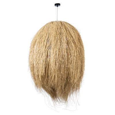 GloboStar® ARCHIPELAGO 02067 Boho Κρεμαστό Φωτιστικό Πλέγμα Μονόφωτο 1 x E27 IP20 Μπεζ Ξύλο - Μ100 x Π100 x Υ120cm