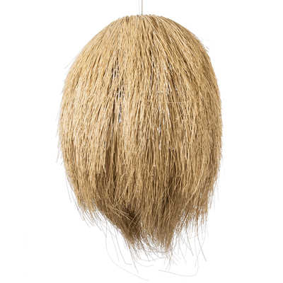 GloboStar® ARCHIPELAGO 02067 Boho Κρεμαστό Φωτιστικό Πλέγμα Μονόφωτο 1 x E27 IP20 Μπεζ Ξύλο - Μ100 x Π100 x Υ120cm