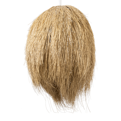 GloboStar® ARCHIPELAGO 02067 Boho Κρεμαστό Φωτιστικό Πλέγμα Μονόφωτο 1 x E27 IP20 Μπεζ Ξύλο - Μ100 x Π100 x Υ120cm