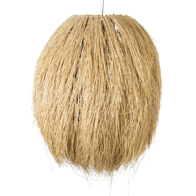 GloboStar® ARCHIPELAGO 02067 Boho Κρεμαστό Φωτιστικό Πλέγμα Μονόφωτο 1 x E27 IP20 Μπεζ Ξύλο - Μ100 x Π100 x Υ120cm