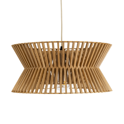 GloboStar® BIMINI 02287 Boho Κρεμαστό Φωτιστικό Πλέγμα Μονόφωτο 1 x E27 IP20 Καφέ Ξύλο - Μ45 x Π45 x Υ20cm