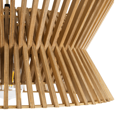 GloboStar® BIMINI 02287 Boho Κρεμαστό Φωτιστικό Πλέγμα Μονόφωτο 1 x E27 IP20 Καφέ Ξύλο - Μ45 x Π45 x Υ20cm