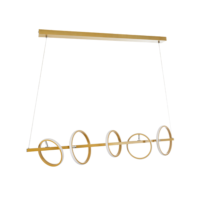 GloboStar® CIRCOLARE 61322 Κρεμαστό Φωτιστικό Οροφής Design LED CCT 75W 8400lm 360° AC 220-240V - Εναλλαγή Φωτισμού μέσω Τηλεχειριστηρίου All In One Ψυχρό 6000k+Φυσικό 4500k+Θερμό 2700k Dimmable Μ120 x Π25 x Υ25cm - Χρυσό - 3 Χρόνια Εγγύηση